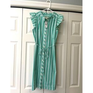 LOFT NWT Green Striped Shirt Dress (XS)